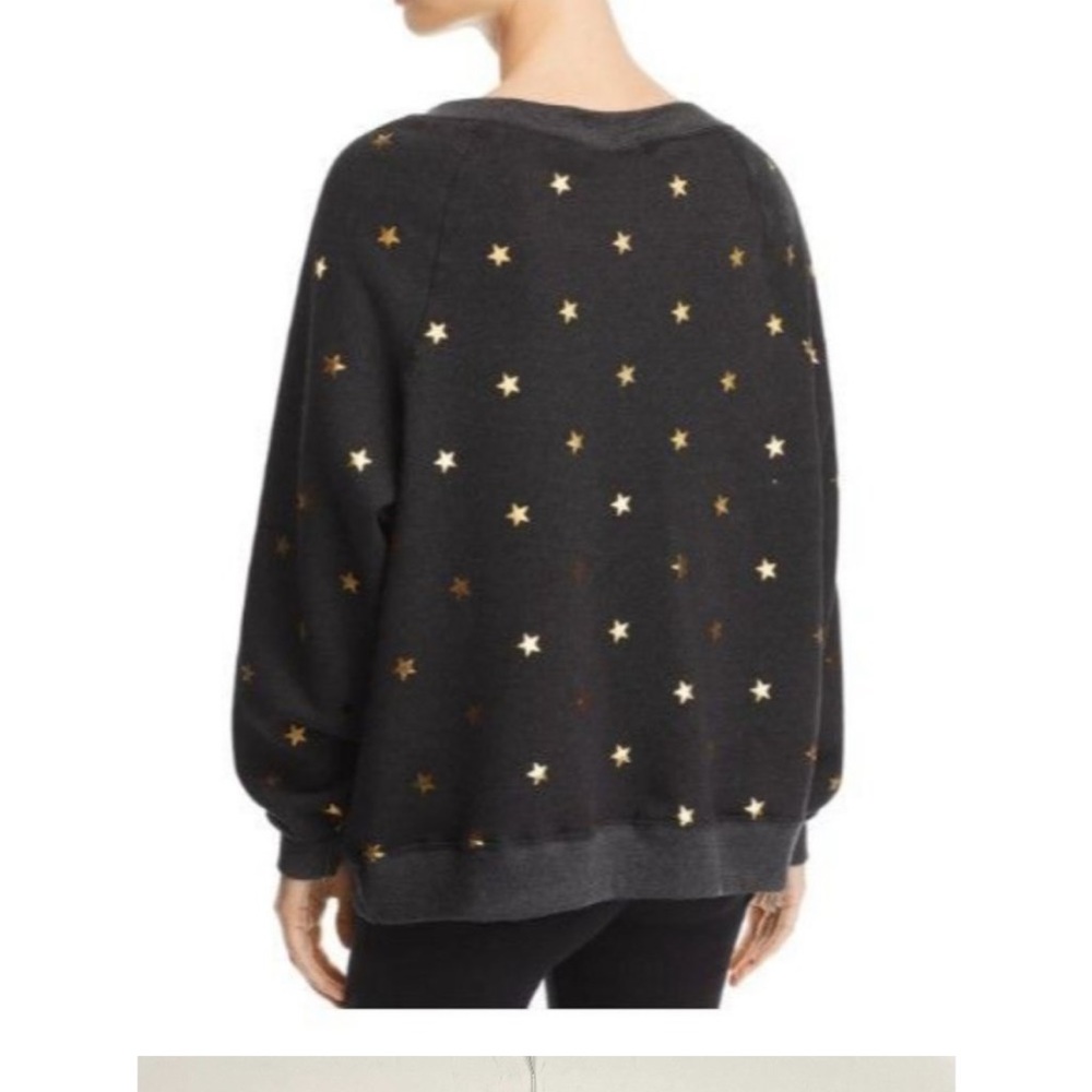 Wildfox Metallic Gold Star Sweatshirt, Grey, XS